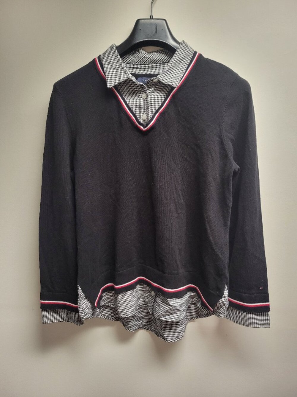 Tommy Hilfiger Unisex Sweater Size Medium Patterned Colorblock Long Sleeve Knit